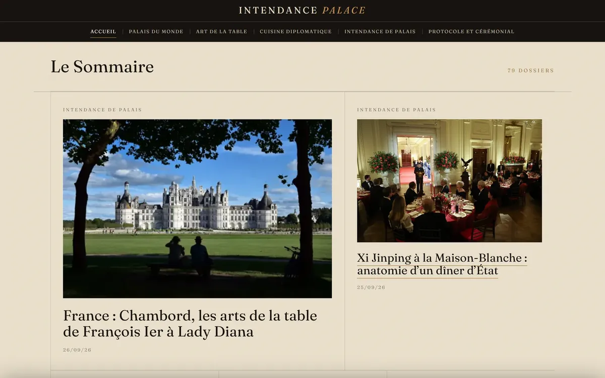 Homepage, Le Sommaire: the issue laid out as a magazine contents page.