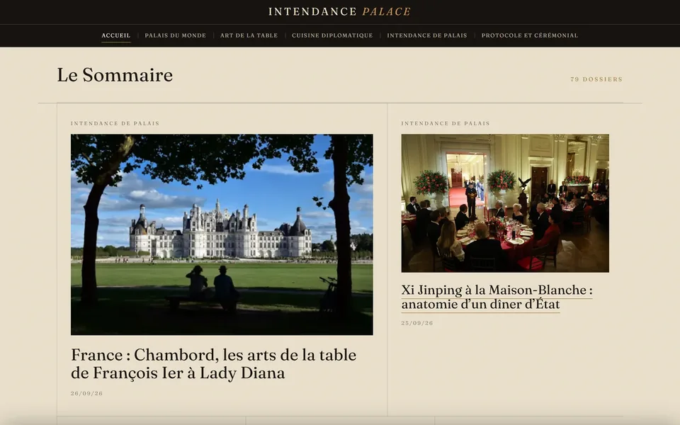 Homepage, Le Sommaire: the issue laid out as a magazine contents page.