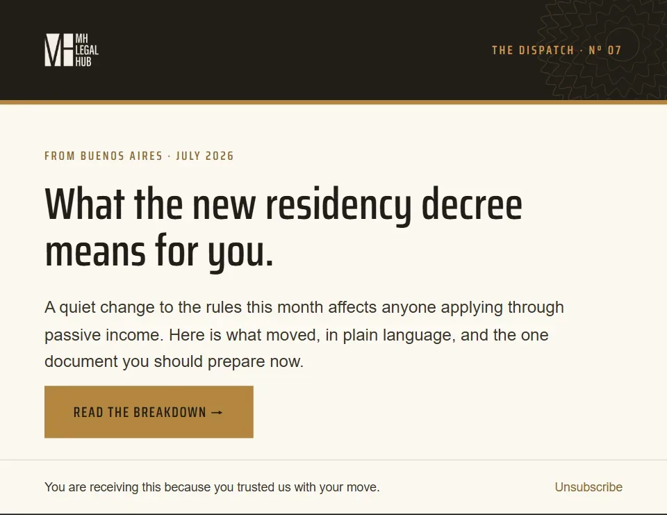 Email newsletter header and lead story in the house type system.