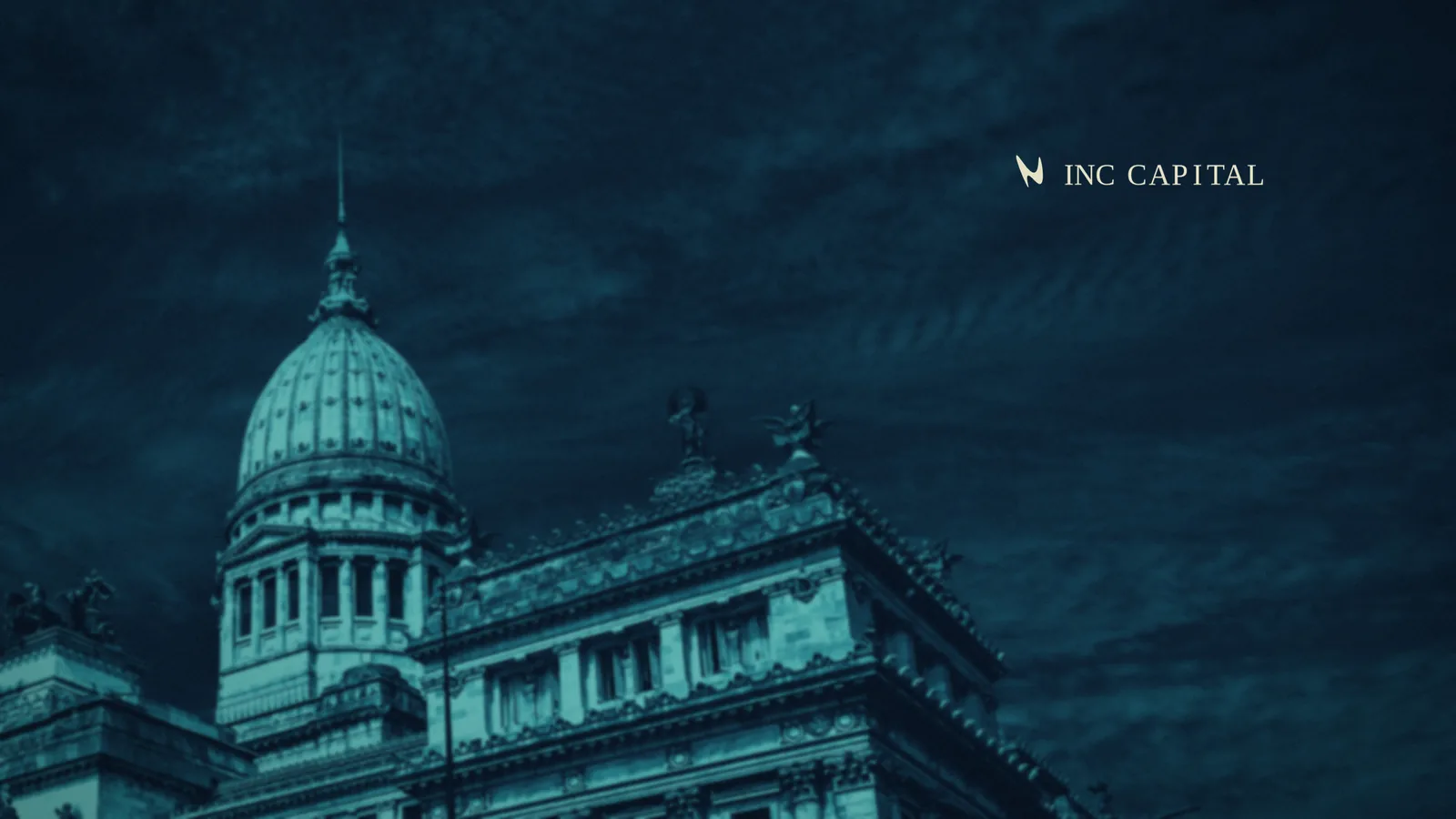 Zoom backdrop, Buenos Aires: the Congress, in the firm’s teal.